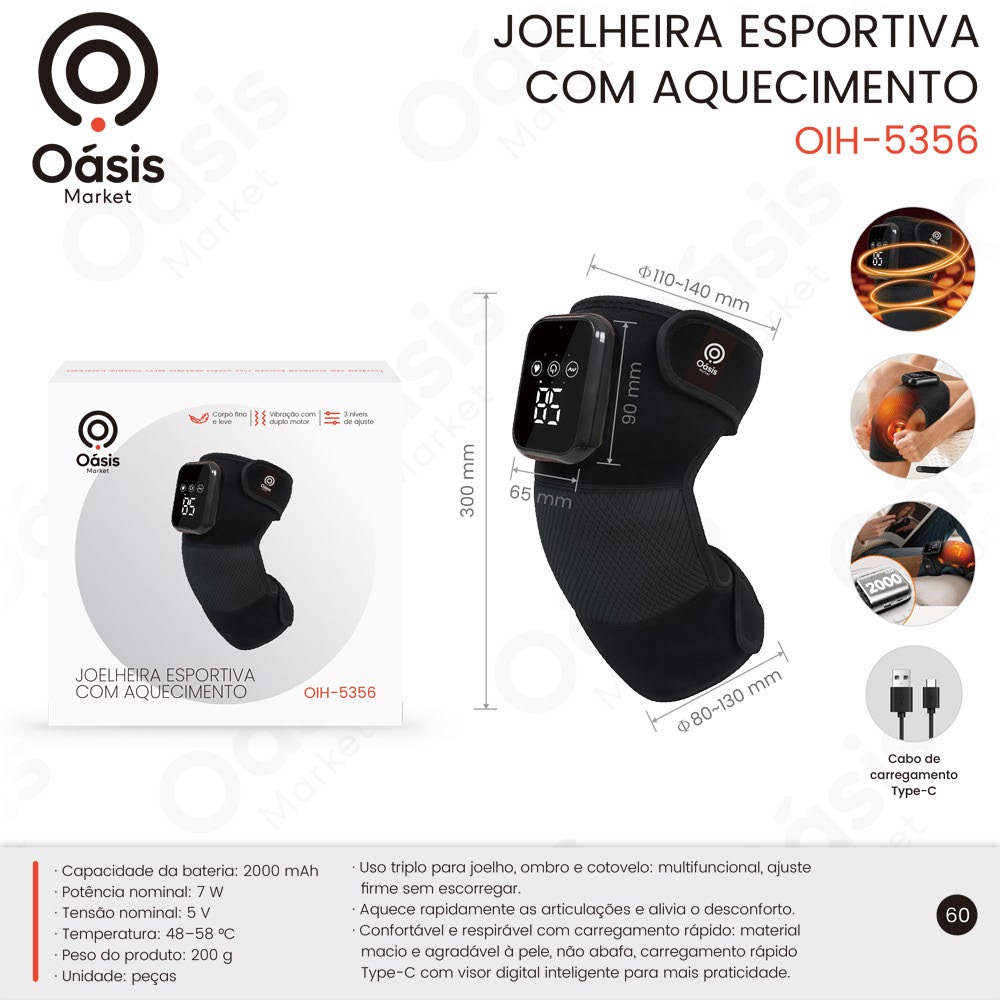 Joelheira Esportiva com Aquecimento OIH-5356