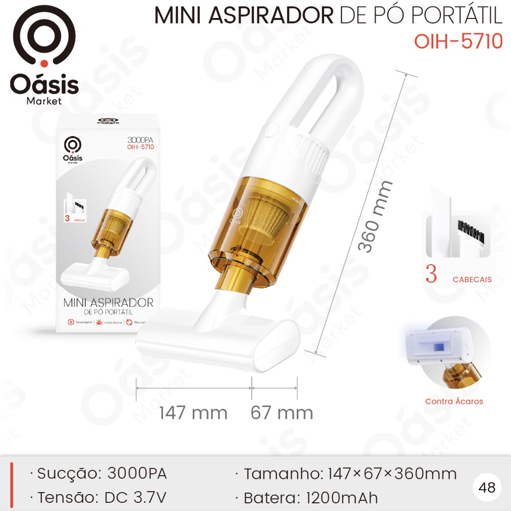 Mini Aspirador de Pô Portátil 3000mm OIH-5710