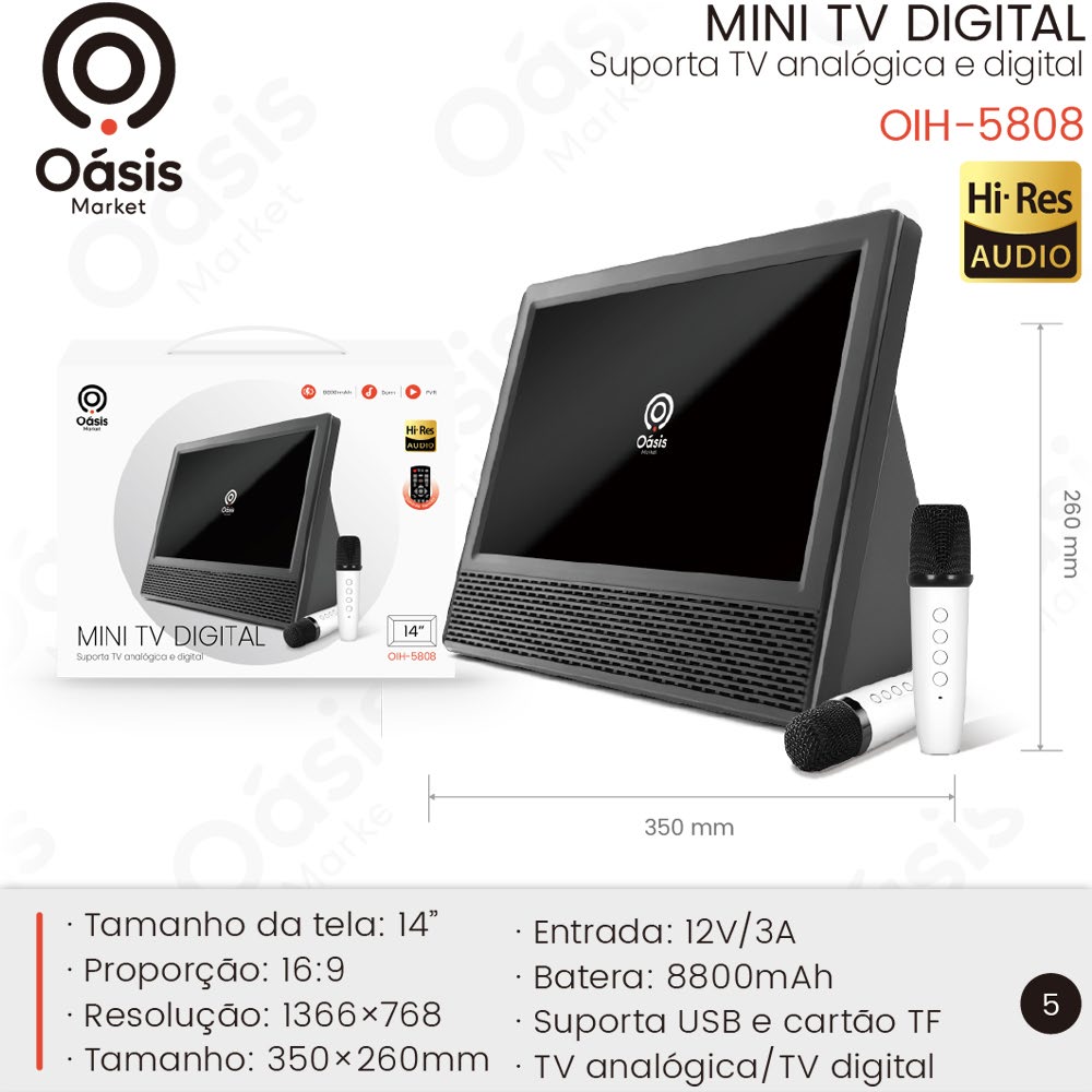 Mini TV Digital 350mm OIH-5808