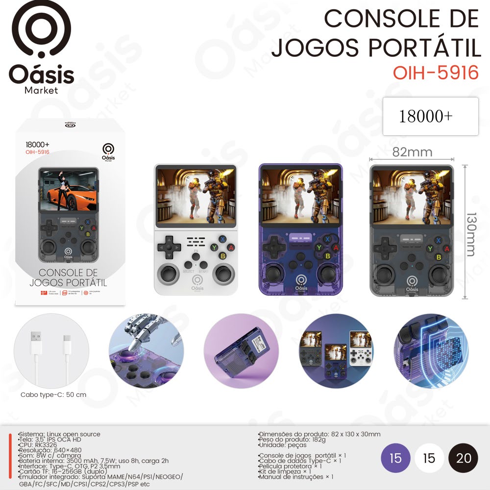 Console de Jogos Portátil 130mm OIH-5916