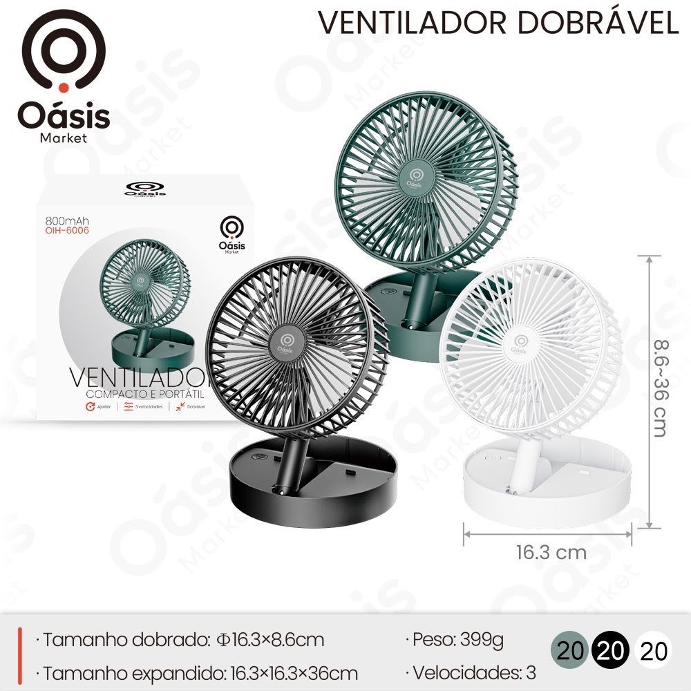 Ventilador Dobrável 16.8cm OIH-6006