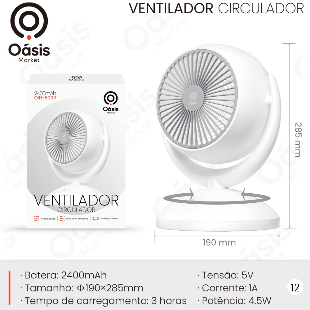 Ventilador Circulador 285mm OIH-6009
