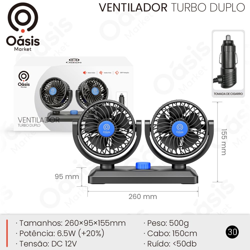 Ventilador Turbo Duplo 260mm OIH-6013