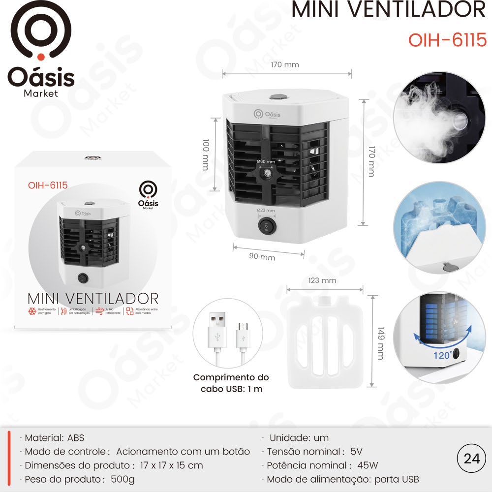 Mini Ventilador 17cm OIH-6115