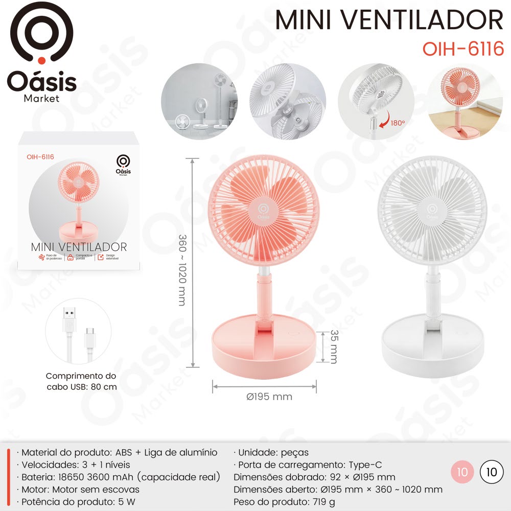 Mini Ventilador 195mm OIH-6116