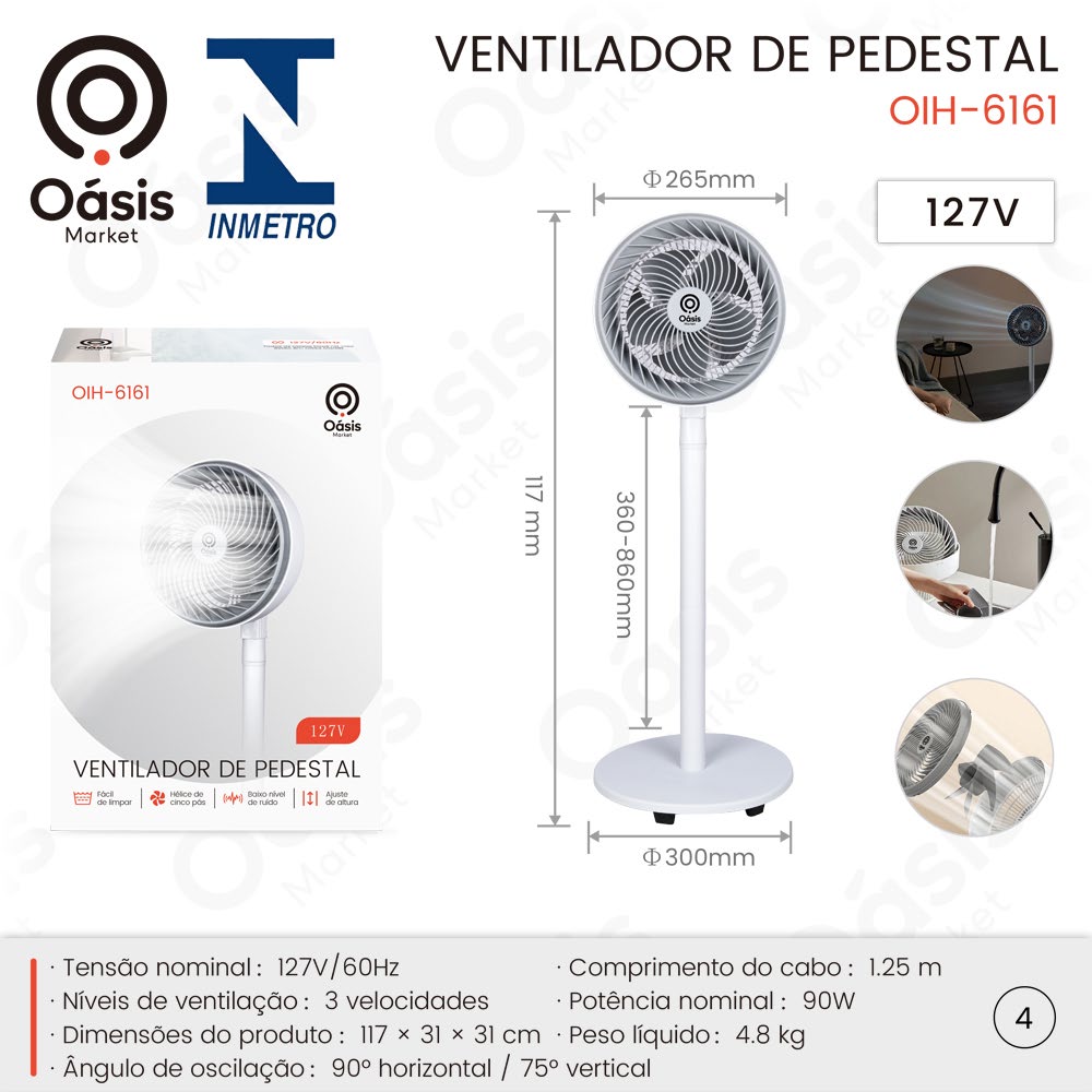 Ventilador de Pedestal 117cm OIH-6161