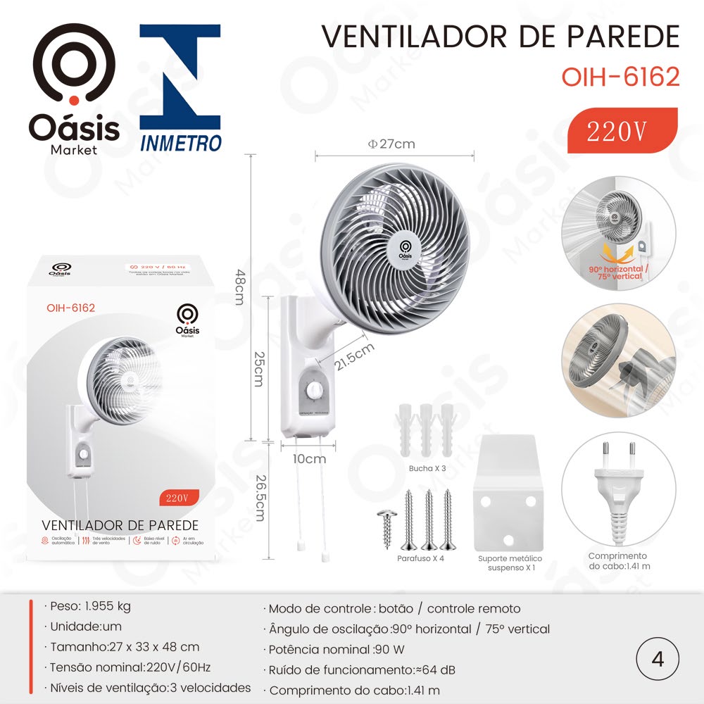 Ventilador de Parede OIH-6162