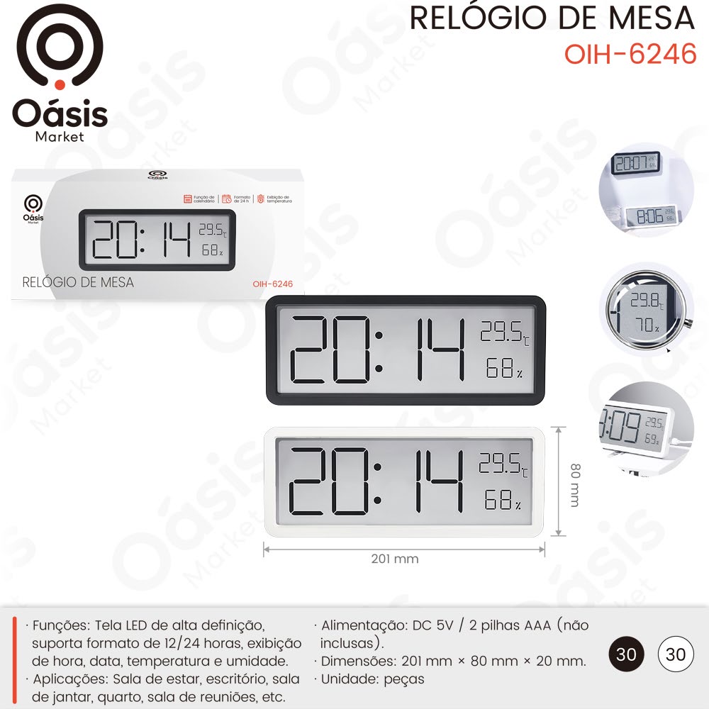 Relógio de Mesa 201mm OIH-6246