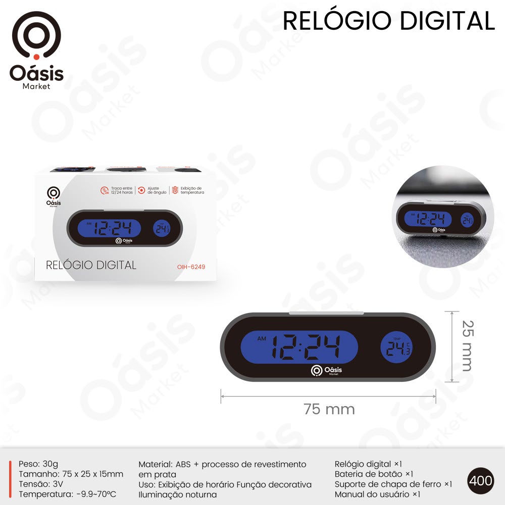 Relógio Digital 75mm OIH-6249