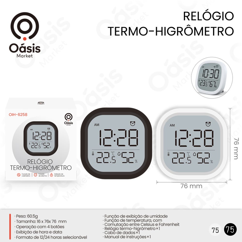 Relógio 76mm OIH-6258