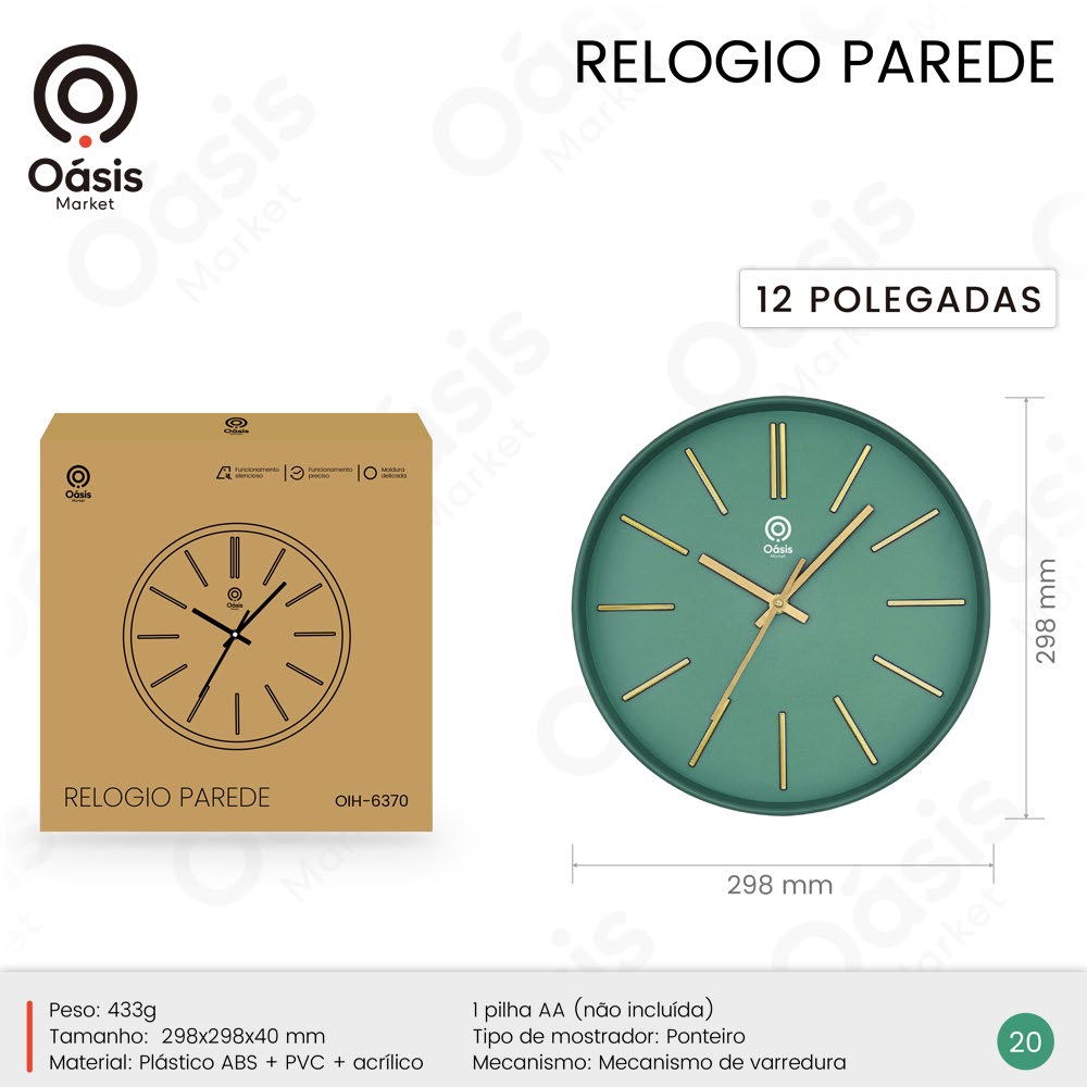 Relogio Parede 298mm OIH-6370