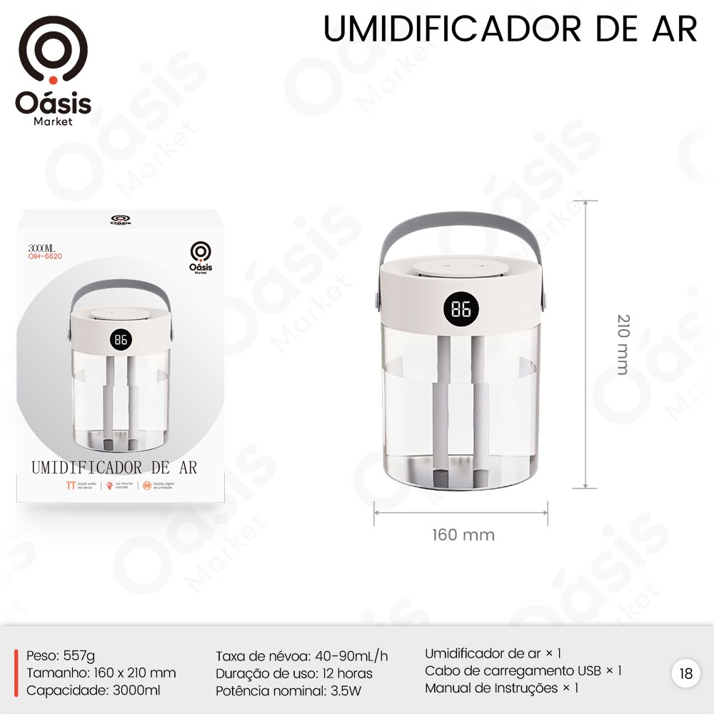 Umidificador de Ar 210mm OIH-6620
