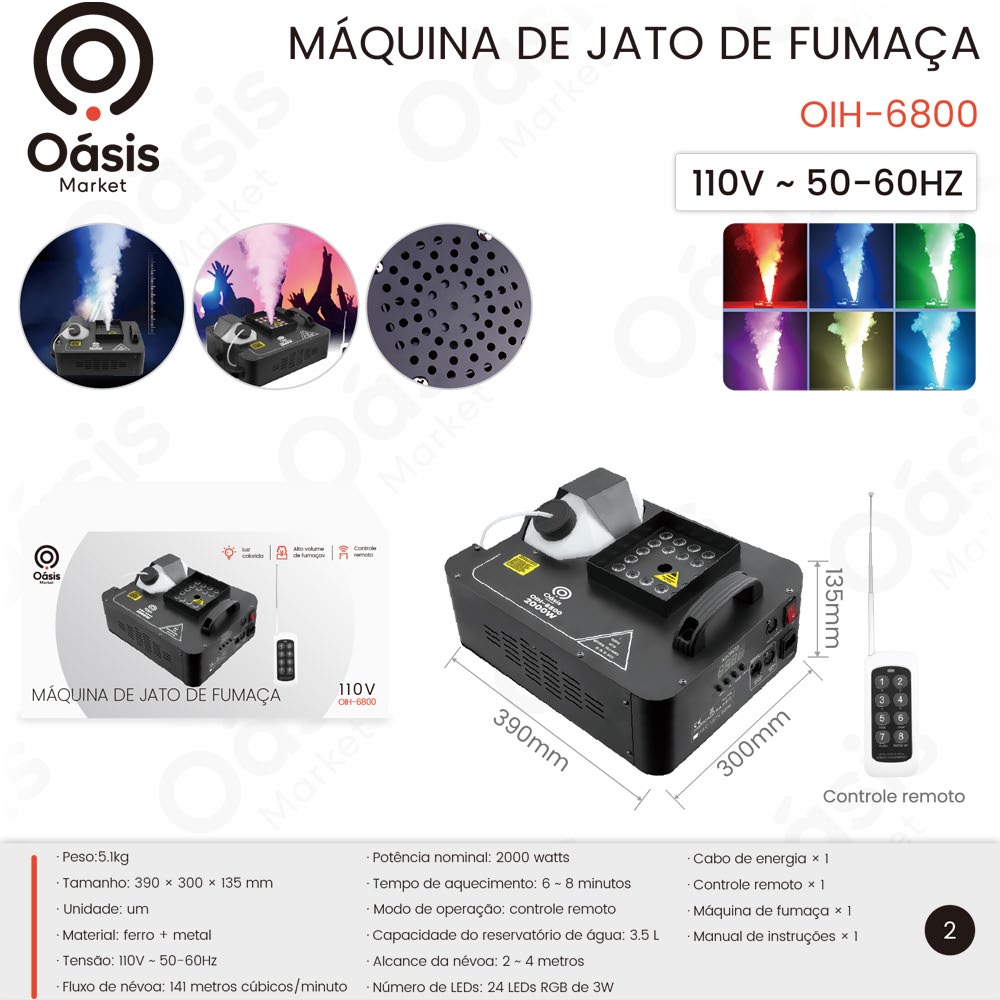 Máquina de Jato de Fumaça 390mm OIH-6800