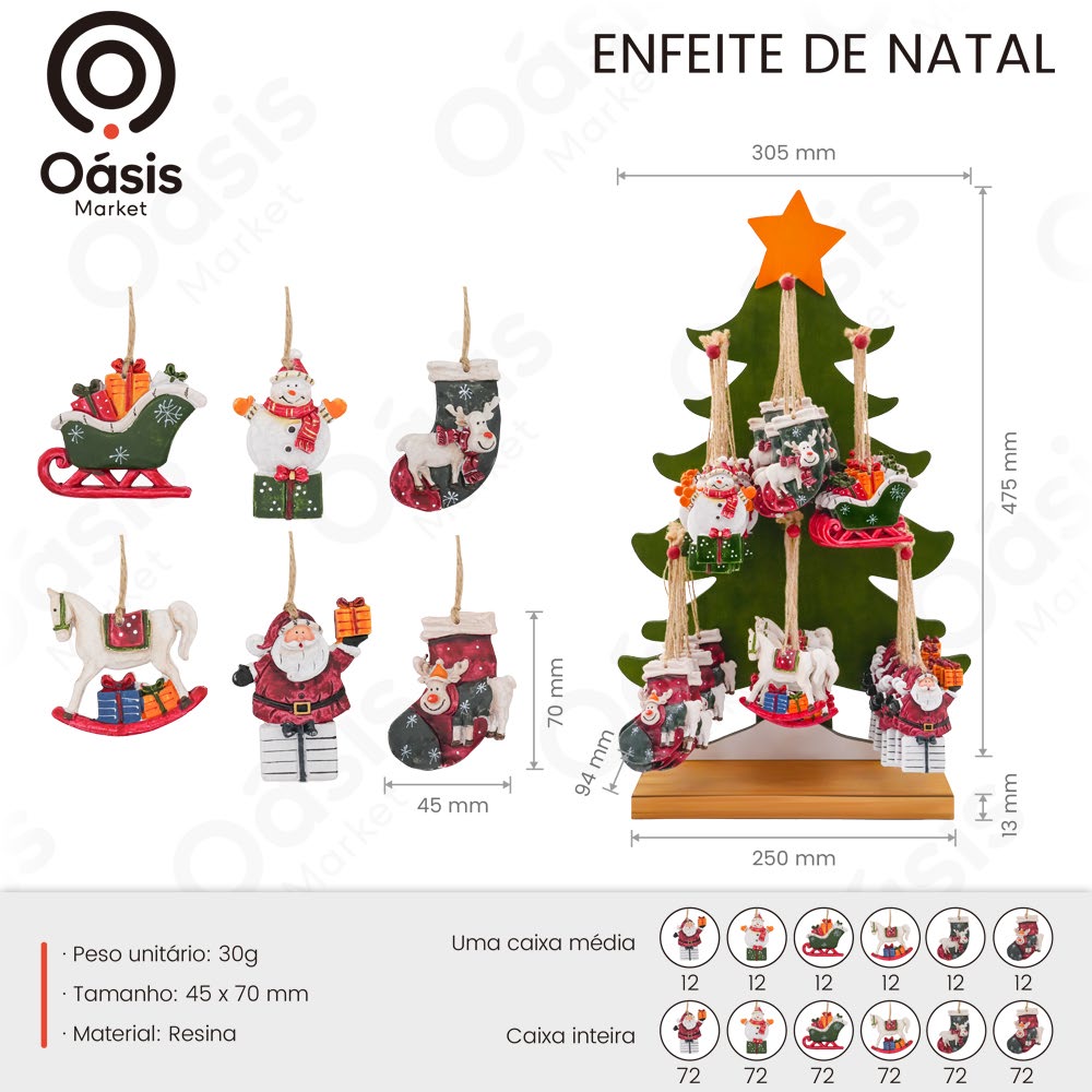 Enfeite de Natal 70mm OIH-9241