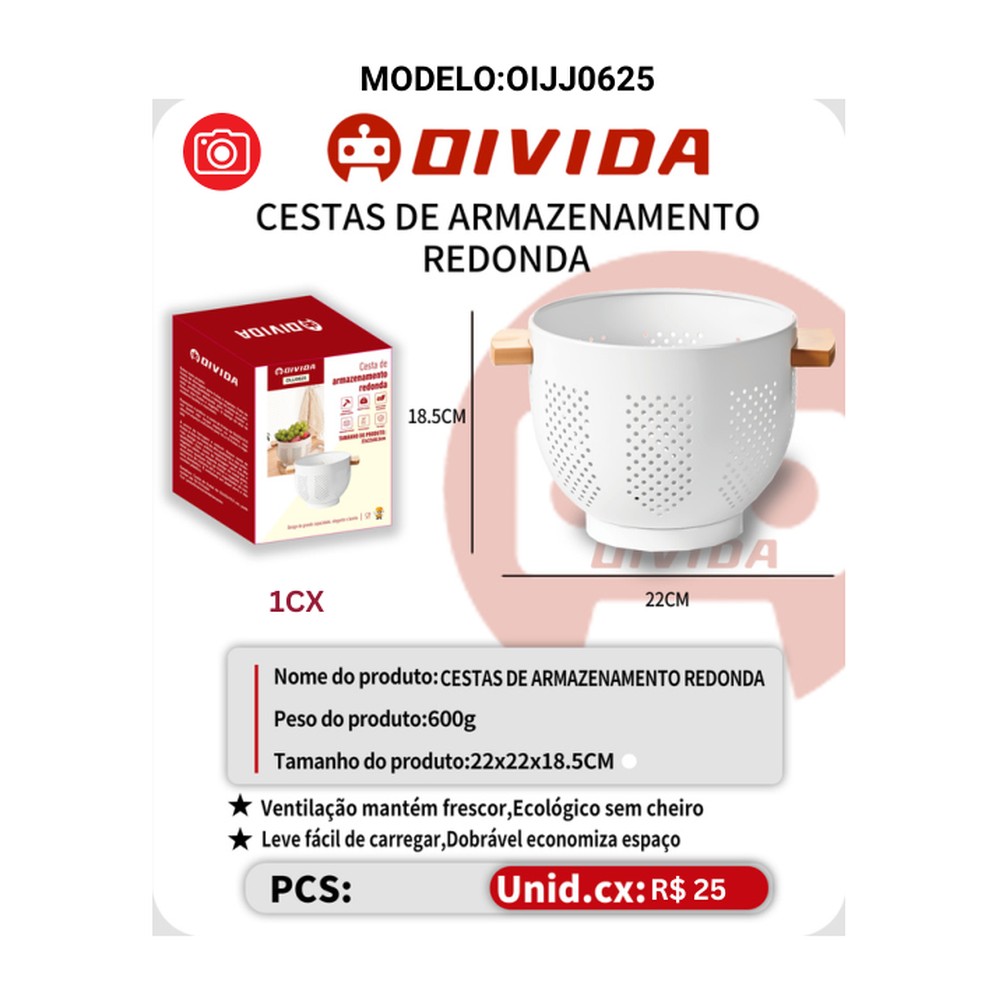 CESTA DE ARMAZENAMENTO REDONDA 22x22x15.5CM OIJJ0625