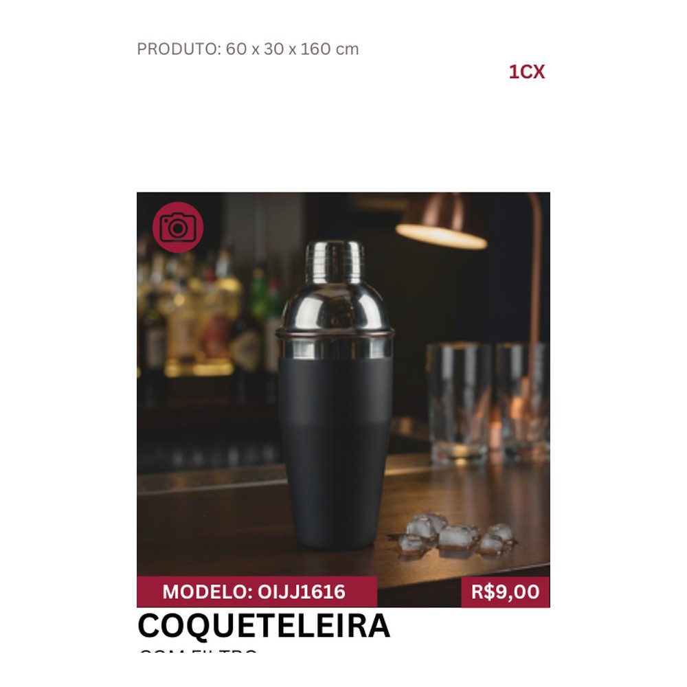 COQUETELEIRA COM FILTRO 7.5 x 17.5 cm 350ml OIJJ1616