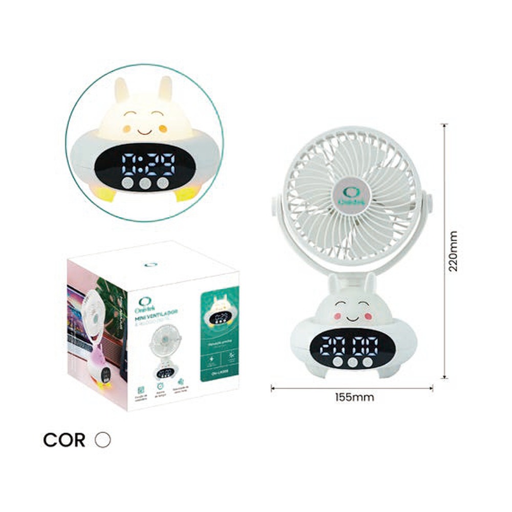 MINI VENTILADOR RELÓGIO DIGITAL ON-LM308