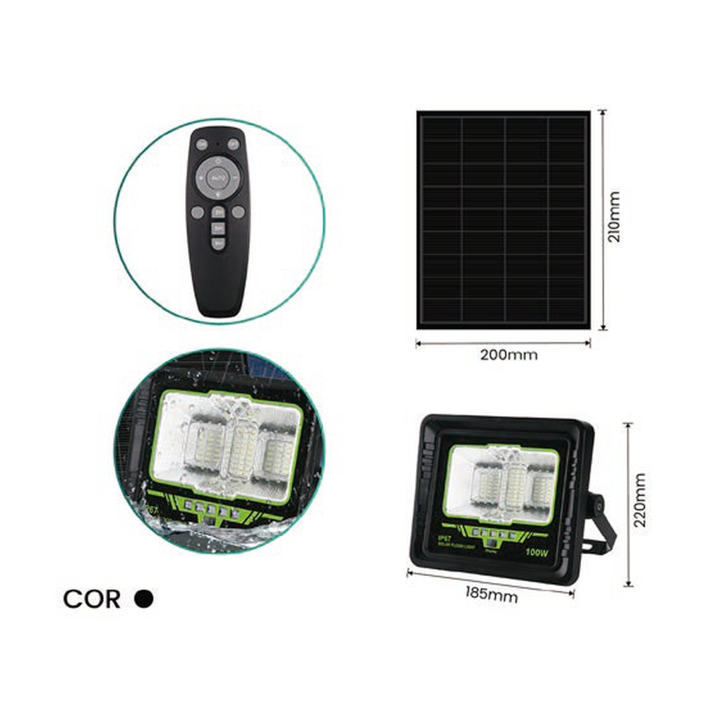 REFLETOR SOLAR BATERIA REMOVÍVEL 100 W ON-LU307