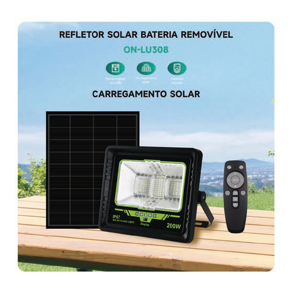 REFLETOR SOLAR BATERIA REMOVÍVEL 200 W ON-LU308