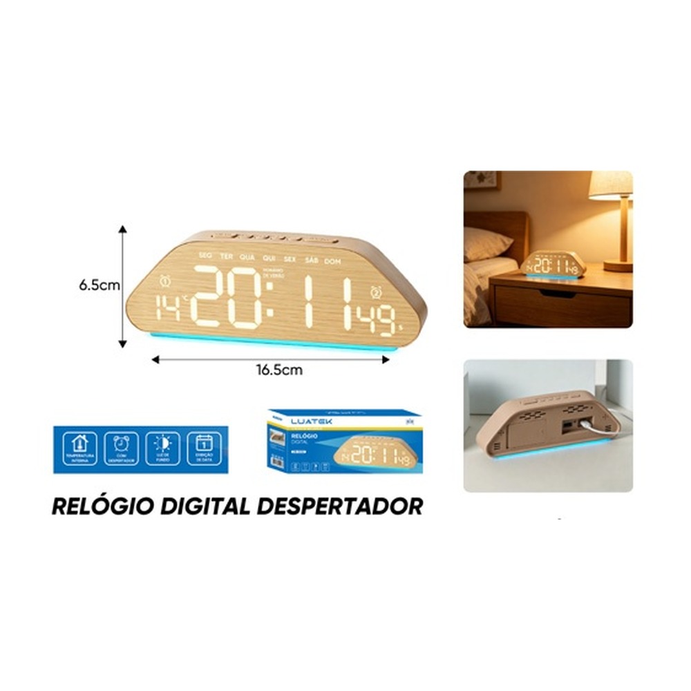 RELÓGIO DIGITAL DESPERTADOR 16.5x2.5x6.5cm ZB-3032