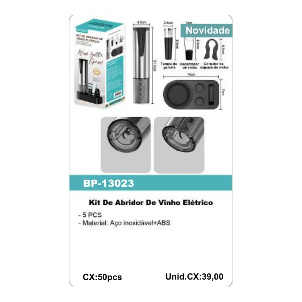 Kit De Abridor De Vinho Elétrico BP-13023
