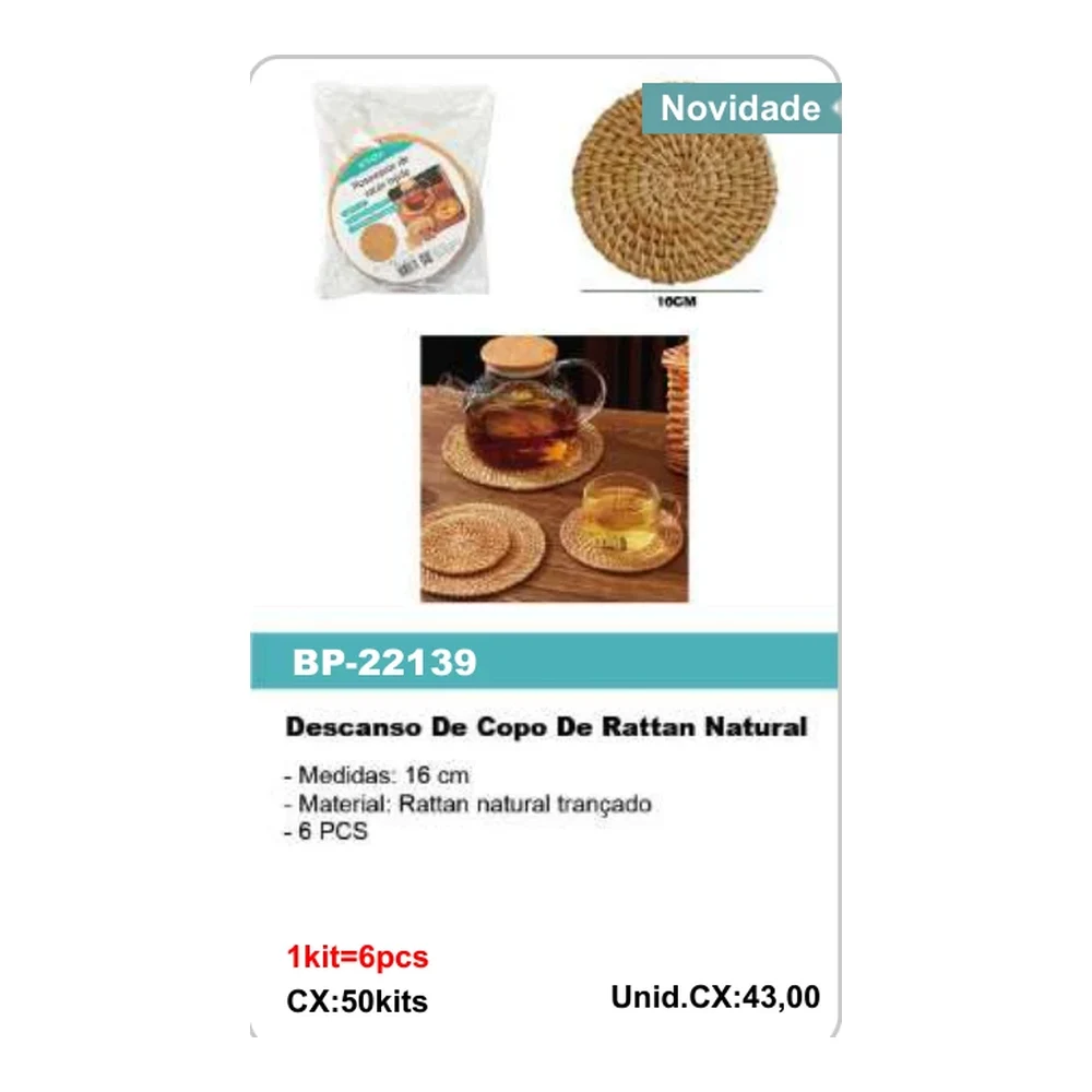 Descanso De Copo De Rattan Natural BP-22139