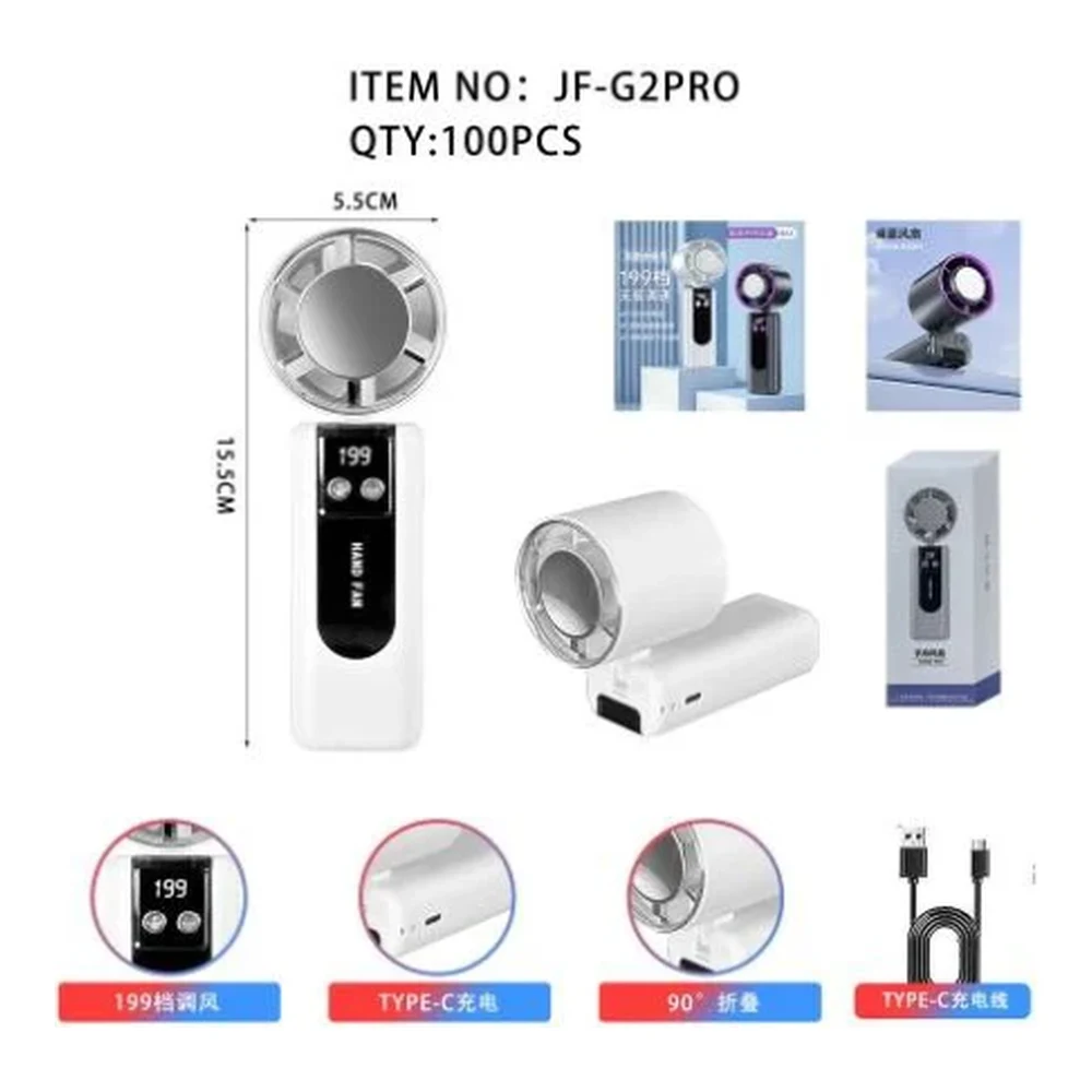 Mini ventilador portátil sem resfriamento Branco70/Preto30