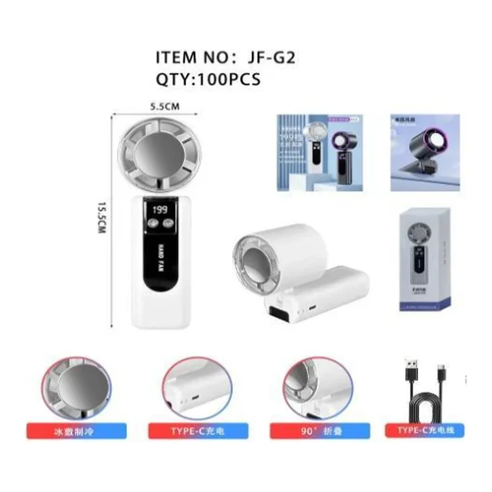 Mini ventilador portátil com resfriamento Branco70/Preto30