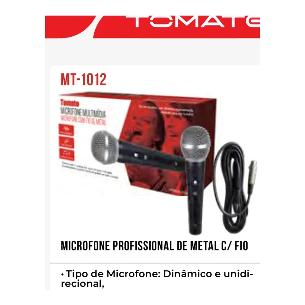 MICROFONE PROFISSIONAL DE METAL C/ FIO MT-1012