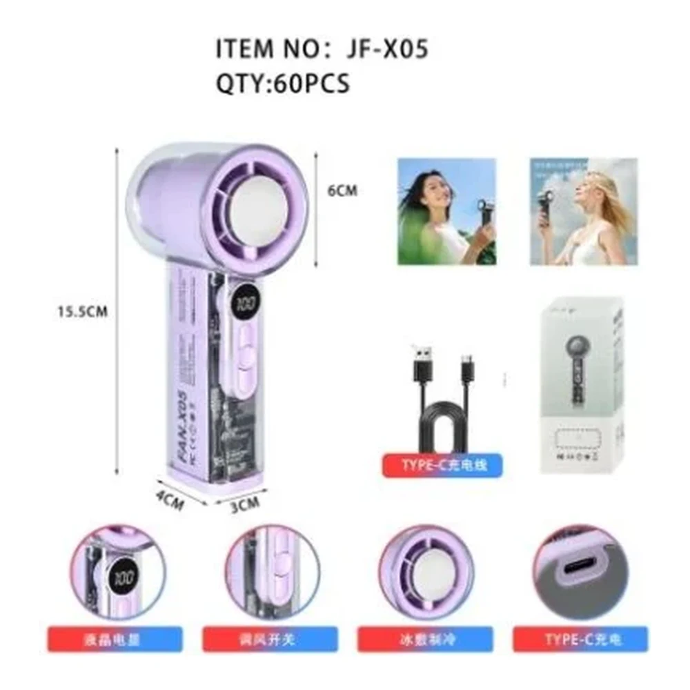 Mini ventilador portátil Roxo10/Branco30/Preto20