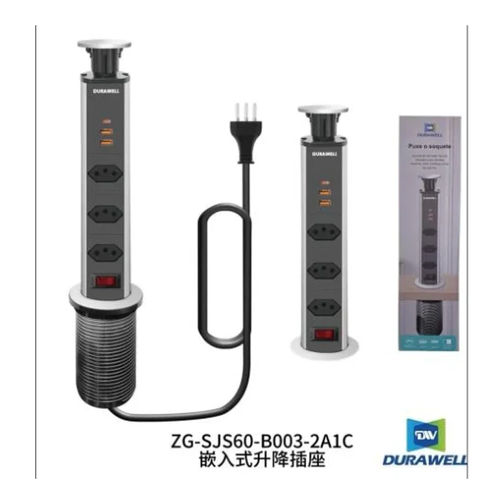 Tomada de Elevação Embutida USB-A*2、USB-C*1