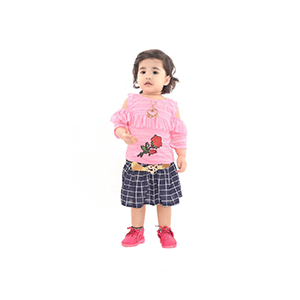 Baby Girls Casual Top Skirt  (Pink)