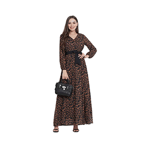 Lady Stark  Women Maxi Brown Dress With Mask