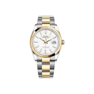 Rolex Datejust 36 White Dial Yellow Rolesor Luxury Watch 126203